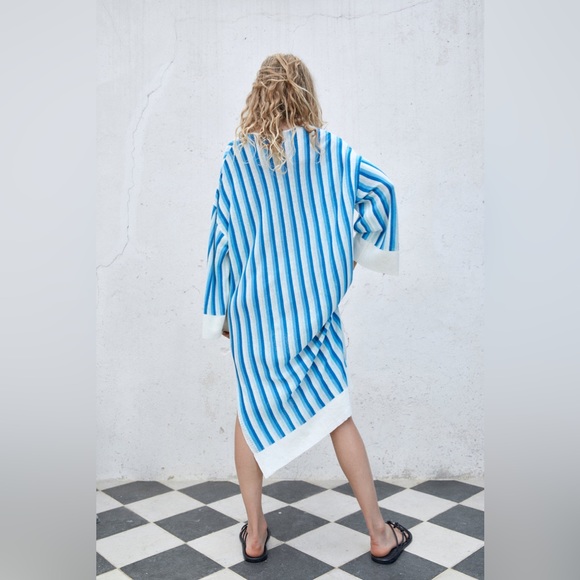 ZARA ~ Knit Striped Linen Summer Dress ~ Bikini Coverup - Picture 7 of 13